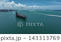 Aerial view nuclear powered aircraft carrier, USA navy ship carrier airplane fighter jet aircraft army navy nuclear ship carrier full fighter jet aircraft technology of battleship. 143313769