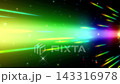 A dynamic abstract background with flowing lines of rainbow-colored light and shimmering particles. 143316978