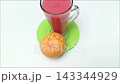 High angle shot of guava juice in glass on white background 143344929