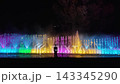 Colorful Dancing Fountain Show at Night in City Colorful Dancing Fountain Show at Night in City 143345290