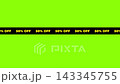 Scrolling looping Yellow 50 percent off sale Text on a black strip with a Green Screen Background 143345755