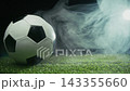 Final soccer match presentation of the ball rolling on the grass 143355660
