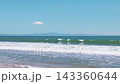 Beautiful blue sky and crashing waves at Nobiru Beach in Higashimatsushima City, Miyagi Prefecture (4K) 143360644