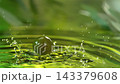 Super Slow Motion Shot of Olive Falling into Oil and Splashing at 1000fps. 143379608