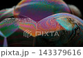 Detail of Soap Bubbles with Swirling Colorful Patterns in Super Slow Motion at 1000 fps. 143379616