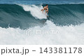 Surfer men during surfing on blue wave. High quality 4k footage 143381178