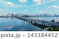 Aerial View of Yeouido Financial Skyline, National Assembly and Hangang River in Seoul 143384452