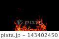 Fire and glowing sparks captured in extreme super slow motion at 1000fps on a cinematic high-speed camera against a pure black background, creating a dramatic VFX overlay. 143402450
