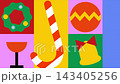 New Year background with holiday geometric minimal icons from shapes forms. Looping Christmas animation. 143405256