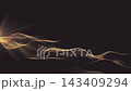 Abstract particle wave motion background with a gently rippling golden light wave with copy space. This elegant minimalist background is suitable for technology, data and futuristic concepts. 143409294