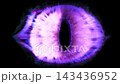 3D render. Purple flame in the shape of an eye on a black background. 143436952