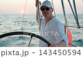 Captain helm of ship sailing on ocean. Yacht sailing on sea, male captain controls marine vessel. Man sailing on yacht. Sea voyage. Schooner captain helm. Manage your dream, Sail towards adventures 143450594