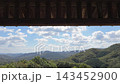A view of mountains and a vast sky over the rooftops. 143452900