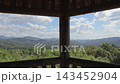View of the mountains and the vast sky from the gazebo 143452904