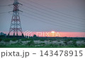 Electricity tower and sunset in Tainan, Taiwan 143478915