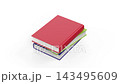 Falling colorful books and e-book reader on white background 143495609