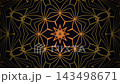 A Japanese-style animation featuring golden hemp leaf patterns drawn with lines, transforming into a kaleidoscope mandala against a dark background. 143498671
