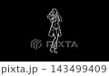 Animated sketch of woman talking on smartphone 143499409