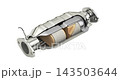 Rotation of catalytic converter with sensor flue gas isolated on white background - 3d animation 143503644