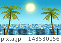 8-bit looping animation of sea with palm trees. Pixel tropical background. 143530156