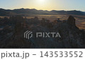 Aerial Trona Pinnacles California Desert Landscape Sunrise Flyover 143533552