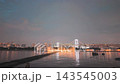 東京のレインボーブリッジと噴水の夜景 143545003