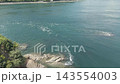 Aerial footage of the reefs and currents around Noshima Island in Imabari City, Ehime Prefecture. 143554003