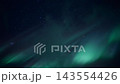 Aurora borealis ribbons moving across starry night sky with green and teal luminous curtains, sweeping flowing bands and soft cloudlike textures creating tranquil celestial panorama 143554426