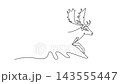 Self drawing animation of single line draw animal wild deer leaping gracefully across forest floor. Deciduous woodland wildlife biodiversity, antler horns motion. Continuous line. Full length animated 143555447