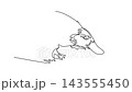 Self drawing animation of single line draw wild platypus foraging near the water with its head bent downward, showing its bill, webbed feet, and paddle tail. Continuous line draw. Full length animated 143555450