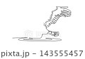 Animated self drawing of continuous line draw a majestic eagle swooping down over water with talons outstretched to strike, showcasing predatory forest raptor wildlife. Full length one line animation 143555457