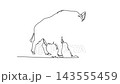Animated self drawing of continuous line draw wild boar standing firmly on the forest floor. It robust body, prominent curved tusks, pointed snout, and bristly fur coat. Full length one line animation 143555459