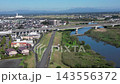 宮城県 江合川を横断する東北新幹線の鉄道橋 ドローン空撮 4K 143556372