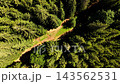 Exploring the Carpathian Mountains in Ukraine with aerial views of lush forests and winding paths 143562531