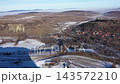 Aerial view of mountain village at winter by drone 143572210