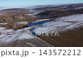 Aerial view of mountain village at winter by drone 143572212