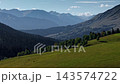 Horses Grazing on Alpine Mountain Meadow Landscape. parallax effect 143574722