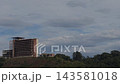 Abandoned Concrete Building Structure on Cloudy Hillside 143581018