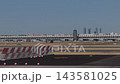 Static View of Madrid Barajas Airport Taxiway and Skyline 143581025