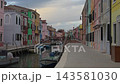 Quiet Canal With Colorful Buildings Under Cloudy Sky 143581030