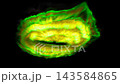 3D render. The Yellow-Greens flame in the shape of an eye on a black background. 143584865