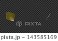 Golden confetti parts set: Squares, tape, and stars rotate. Translucent. 24-second loop. 4K resolution. 143585169