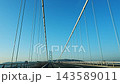透過車窗看到的景色，汽車駛過明石海峽大橋，天空湛藍晴朗。 143589011