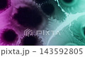 Vibrant splatter. Emulsion pour. Defocused blue purple neon color ink liquid substance round droplet spreading on abstract creative background. 143592805