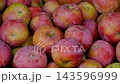 Panoramic Close-Up of Ripe Red Apples Harvested in a Crate 143596999