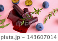 Traditional plum pastila with ripe fruit 143607014