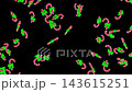 Stylized animation of candy canes with a green bow falling in a repetitive, loopable motion. 3d render 143615251