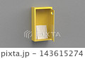 Yellow mailbox on grey wall 143615274