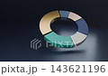 A 3D donut chart of asset allocation: The six sections (gold, blue-green, and navy) slowly change their allocation. (Looping video) 143621196