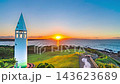 [Kanagawa Prefecture, Miura City] Sunrise at Jogashima Park: Awazaki Lighthouse and the view of the cape as the sun rises - Time lapse - zoom out 143623689